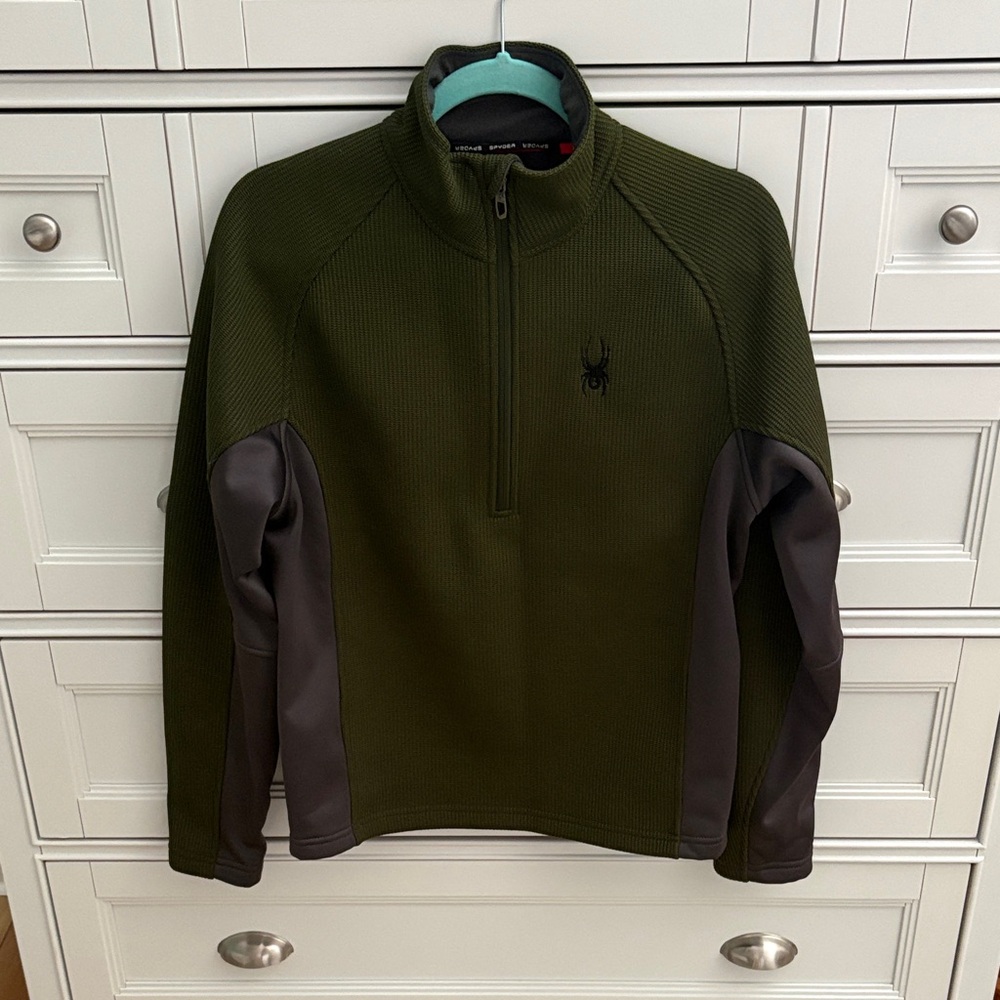 Spyder Olive and Charcoal Quarter-Zip Pullover